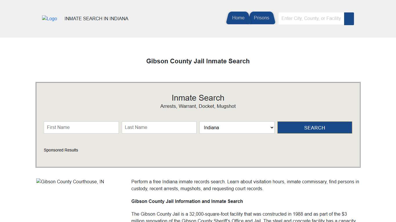 Gibson County Jail Inmate Search | Indiana Jail Roster
