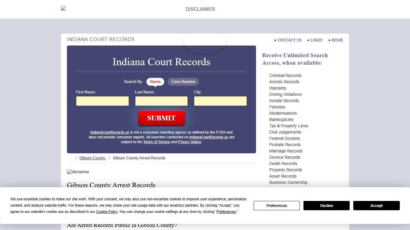 Gibson County Arrest Records | IndianaCourtRecords.us