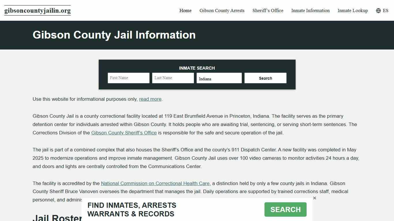 Gibson County, IN Jail Roster, Inmate Info